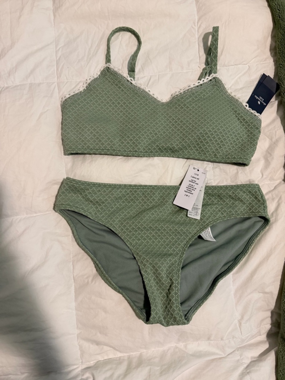 abercrombie kids Sage Green Lace-Trim Two-Piece Swim Set